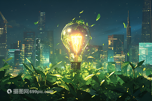 點(diǎn)亮未來(lái) 綠色能源燈泡插畫(huà)中的環(huán)?？萍贾? />
</span>
<span id=